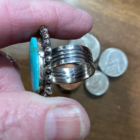 Turquoise Silver Ring Native American made - Picture 10 of 12